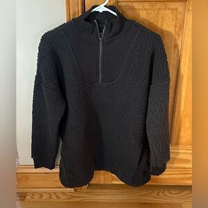 Aerie Dream Sherpa Quarter Zip Pullover Oversized Fleece Dark Gray Women’s XXS